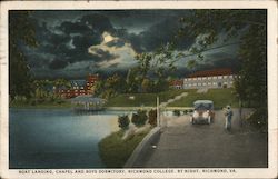 Boat Landing, Chapel and Boys Dormitory at Richmond College by Night Virginia Postcard Postcard Postcard