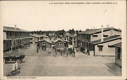 Barracks and Bath Houses at the US National Army Cantonment, Camp Jackson Postcard