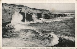 Waves Dashing Against The Cliffs Santa Cruz, CA Postcard Postcard Postcard