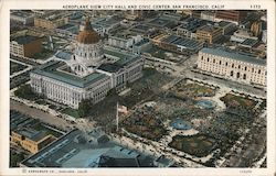 Aeroplane View City Hall and Civic Center Postcard