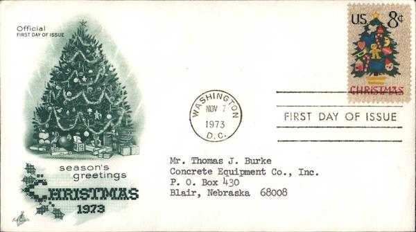 Season's Greetings Christmas 1973 First Day Covers