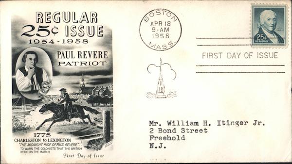 Regular Issue 25c Paul Revere Patriot First Day Covers