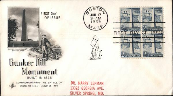 Bunker Hill Monument First Day Covers