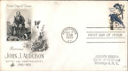 Honoring John. J. Audubon, Artist and Orinothologist 1785-1851 First Day Cover