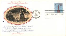 Lanterns atop the Old North Church First Day Cover