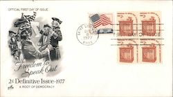 Freedom to Speak Out 2c Definitive Issue 1977 A Root of Democracy First Day Cover