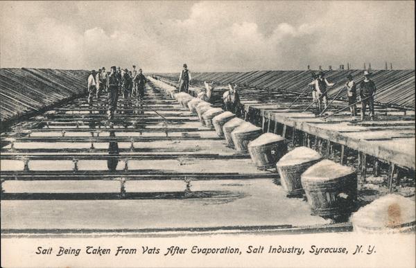 Salt Being Taken from Vats After Evaporation, Salt Industry Syracuse New York