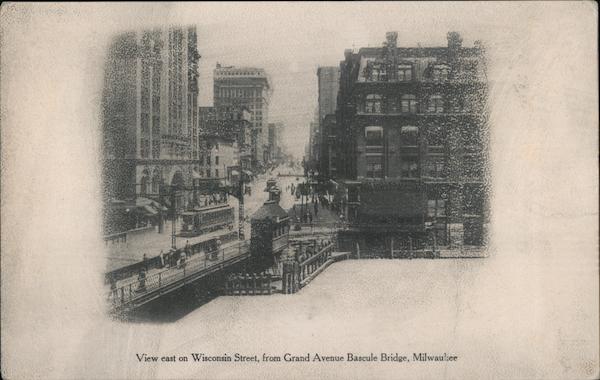 View East on Wisconsin Street from Grand Avenue Bascule Bridge Milwaukee