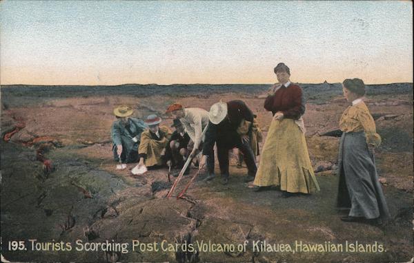 Tourists Scorching Post Cards, Volcano of Kilauea Hawaii