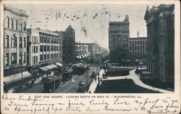East Side Square Looking South On Main St. Bloomington Illinois