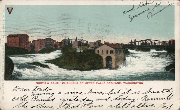 North & South Channels of Upper Falls Spokane Washington