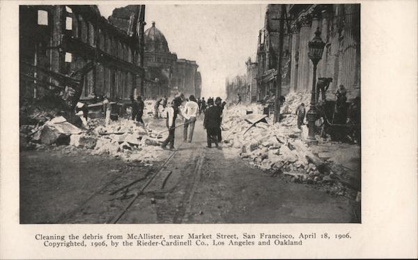 Cleaning the Debris from McAllister, Near Market Street San Francisco California