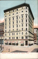 Masonic Temple and Boylston St. Postcard