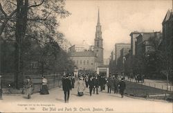 The Mall and Park, Church Street Boston, MA Postcard Postcard Postcard