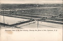 Panoramic View of the Salt Industry, Showing the Brine in the Vats Postcard