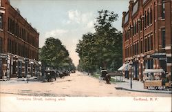 Tompkins Street, Looking West Cortland, NY Postcard Postcard Postcard