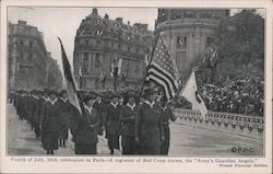 Fourth of July Celebration in Paris--A Regiment of Red Cross Nurses France Postcard Postcard Postcard