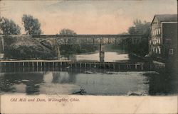 Old Mill and Dam Willoughby, OH Postcard Postcard Postcard