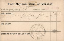 First National Bank of Creston Iowa Postcard Postcard Postcard