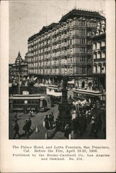 Palace Hotel and Lotta Fountain, Before the Fire April 1906 San Francisco, CA 1906 San Francisco Earthquake Postcard Postcard Postcard