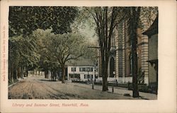 Library and Summer Street Haverhill, MA Postcard Postcard Postcard