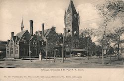 Milwaukee & St. Paul R. R. Depot Postcard