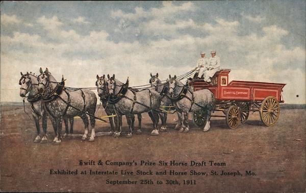 Swift & Company's Prize Six Horse Draft Team Exhibited at Interstate Live Stock and Horse Show St. Joseph