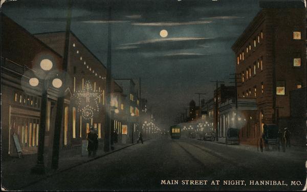 Main Street At Night Hannibal Missouri
