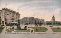 Hotel Whitcomb, Municipal Auditorium, City Hall San Francisco, CA Postcard Postcard Postcard