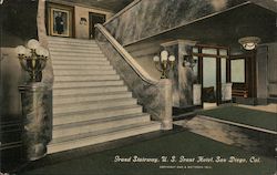Grand Stairway, U.S. Grant Hotel Postcard