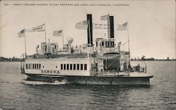 Ferry Steamer Ramona Flying Between San Diego and Coronado California Postcard Postcard Postcard