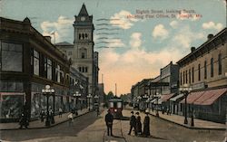 Eighth Street, Looking South, Showing Post Office Postcard