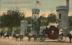 Pony Coach at Entrance to Krug Park Postcard
