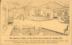 The Spacious Lobby of The Hotel Jesse James Jule at Third Postcard