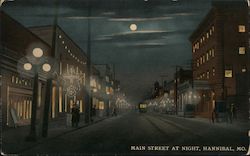 Main Street At Night Hannibal, MO Postcard Postcard Postcard