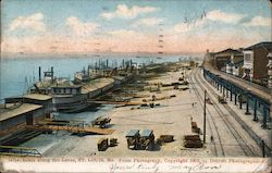 Boats along the Levee Postcard