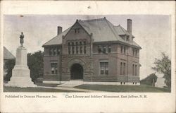 Clay Library and Soldiers' Monument Postcard