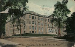 Haverhill High School from City Hall Park Postcard