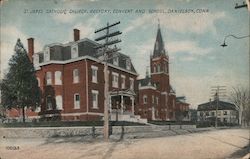 St. James Catholic Church, Rectory, Convent, and School Danielson, CT Postcard Postcard Postcard