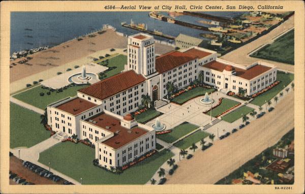 Aerial View of City Hall, Civic Center San Diego California