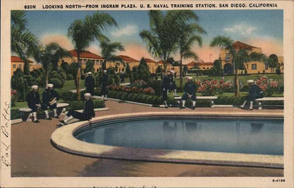 Looking North from Ingram Plaza, US Naval Training Station San Diego California