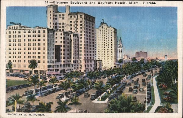 Biscayne Boulevard and Bayfront Hotels Miami Florida