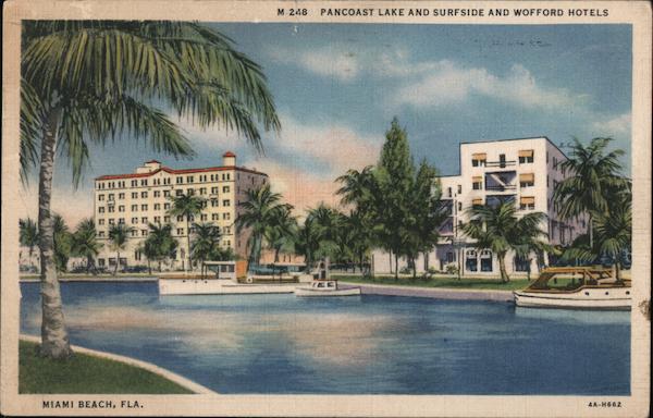 Pancoast Lake and Surfside and Wofford Hotels Miami Beach Florida