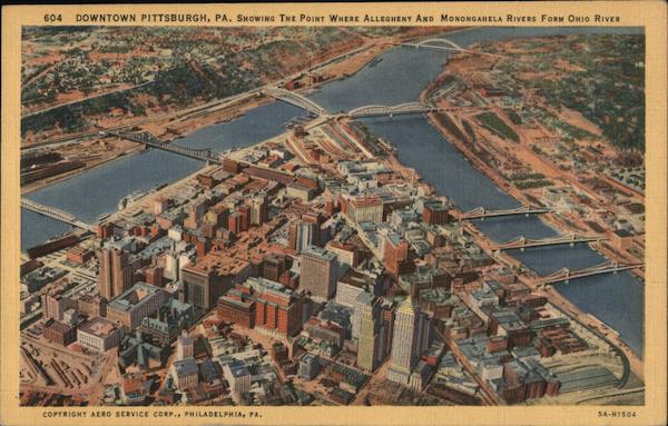 Downtown Pittsburg, PA, Showing the Pointe Where Allegheny and Mononganela Rivers Form Ohio River Pittsburgh