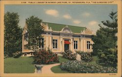 Public Library in Mirror Lake Park Postcard