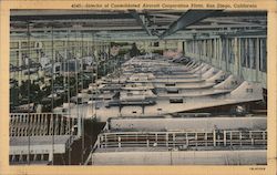 Interior of Consolidated Aircraft Corporation Plant San Diego, CA Postcard Postcard Postcard