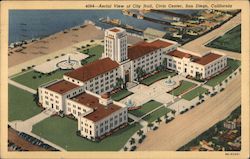 Aerial View of City Hall, Civic Center Postcard