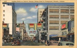 Looking North on Central Avenue, Adams Hotel in Foreground Postcard