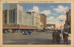 Washington Street, East from City Hall Phoenix, AZ Postcard Postcard Postcard