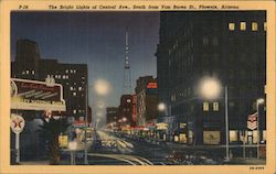 The Bright Lights of Central Avenue, South from Van Buren Street Postcard